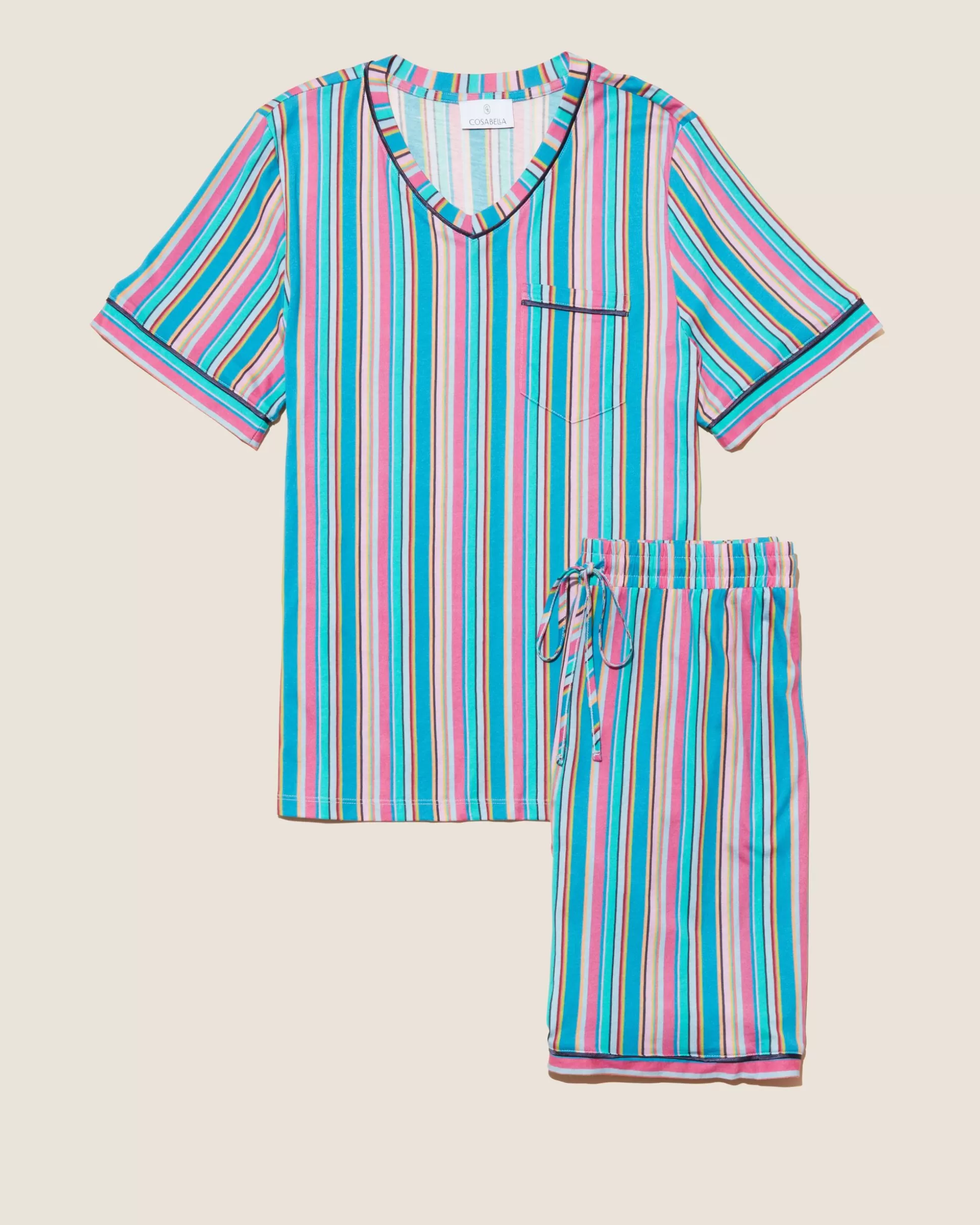 Cosabella Men'S Pj Sets | Conjunto De Pijama Para Hombre Con Camisa De Manga Corta Y Pantalones Cortos