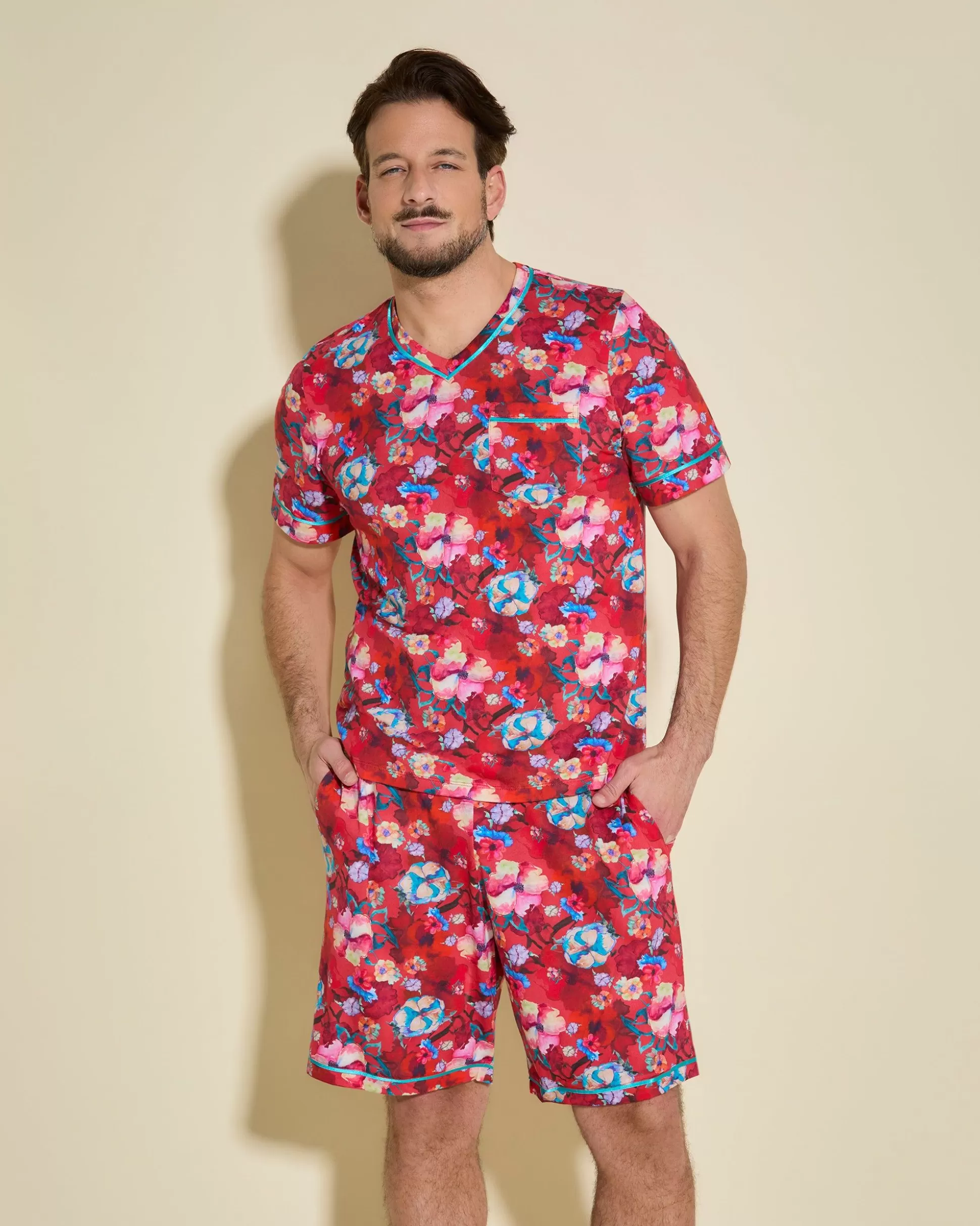 Cosabella Men'S Pj Sets | Kurzarmeliges Top & Shorts Pyjama-Set Fur Manner