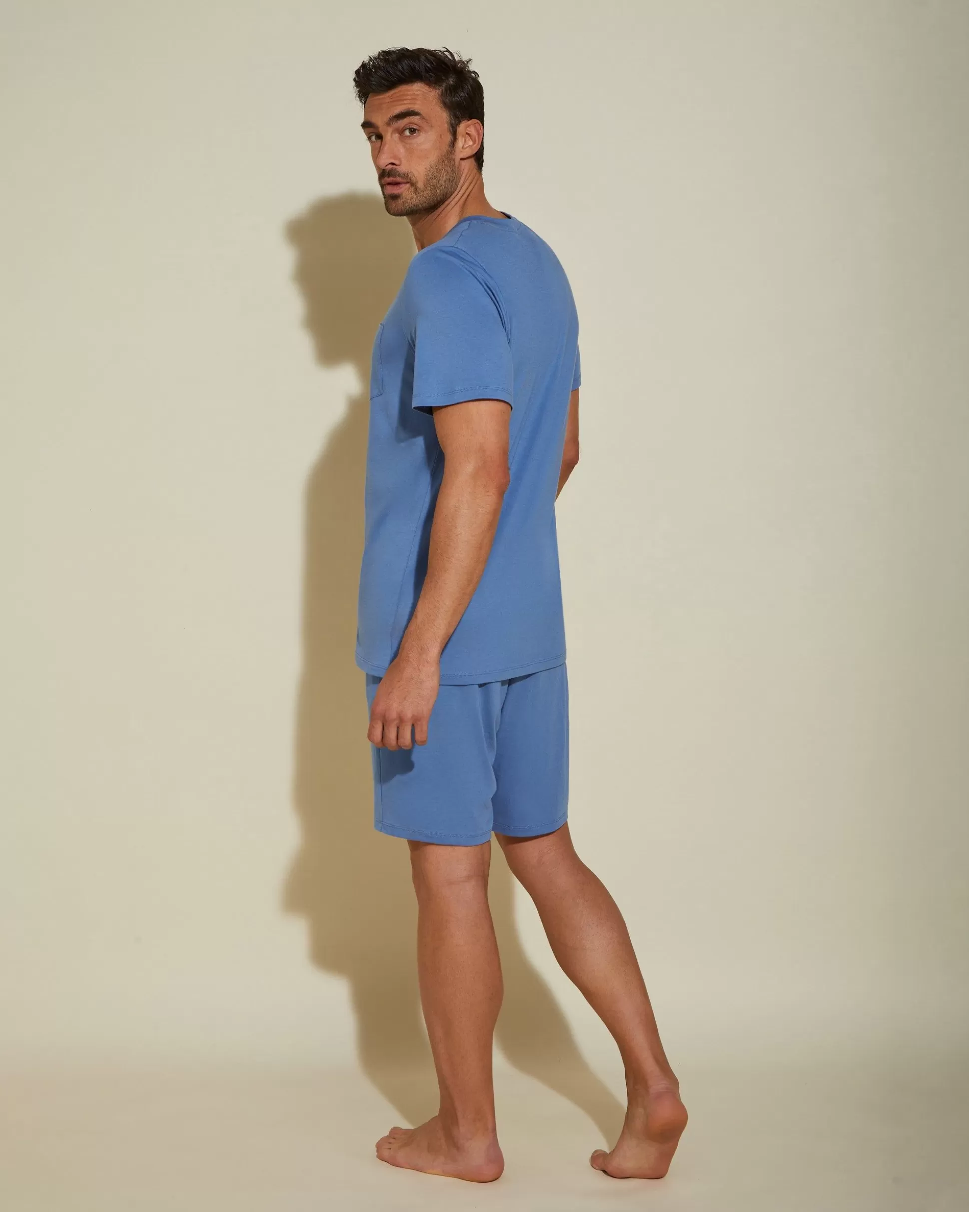 Cosabella Men'S Pj Sets | Men'S Crewneck Top & Shorts Pj Set