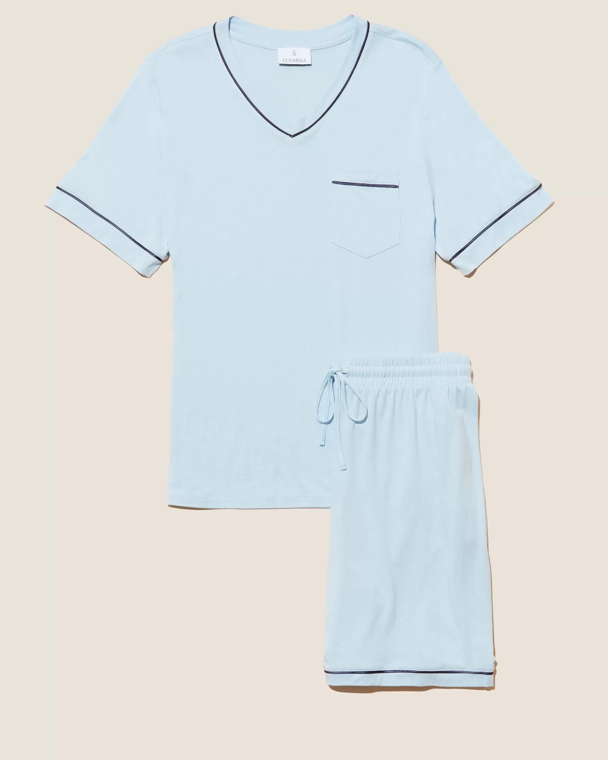 Cosabella Men'S Pj Sets | Men'S Short Sleeve Top & Shorts Pajama Set