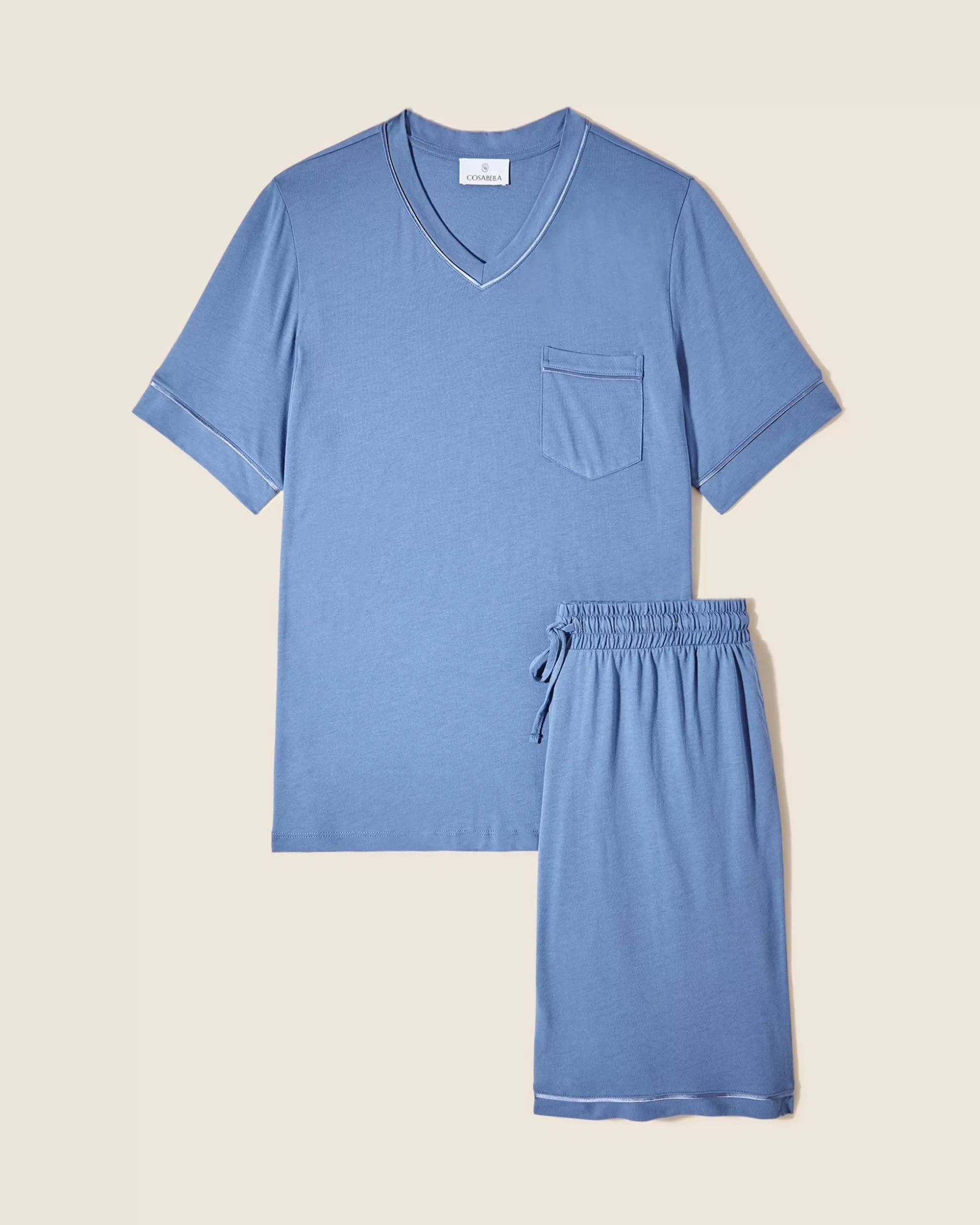 Cosabella Men'S Pj Sets | Men'S Short Sleeve Top & Shorts Pajama Set