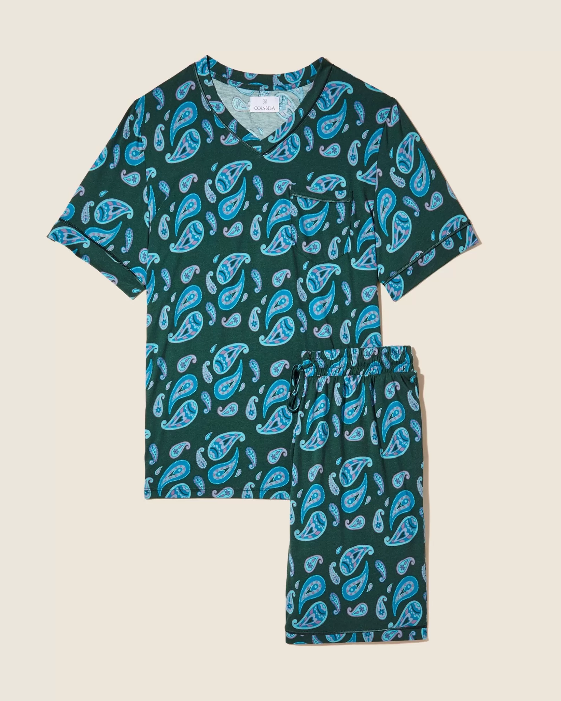 Cosabella Men'S Pj Sets | Men'S Short Sleeve Top & Shorts Pajama Set