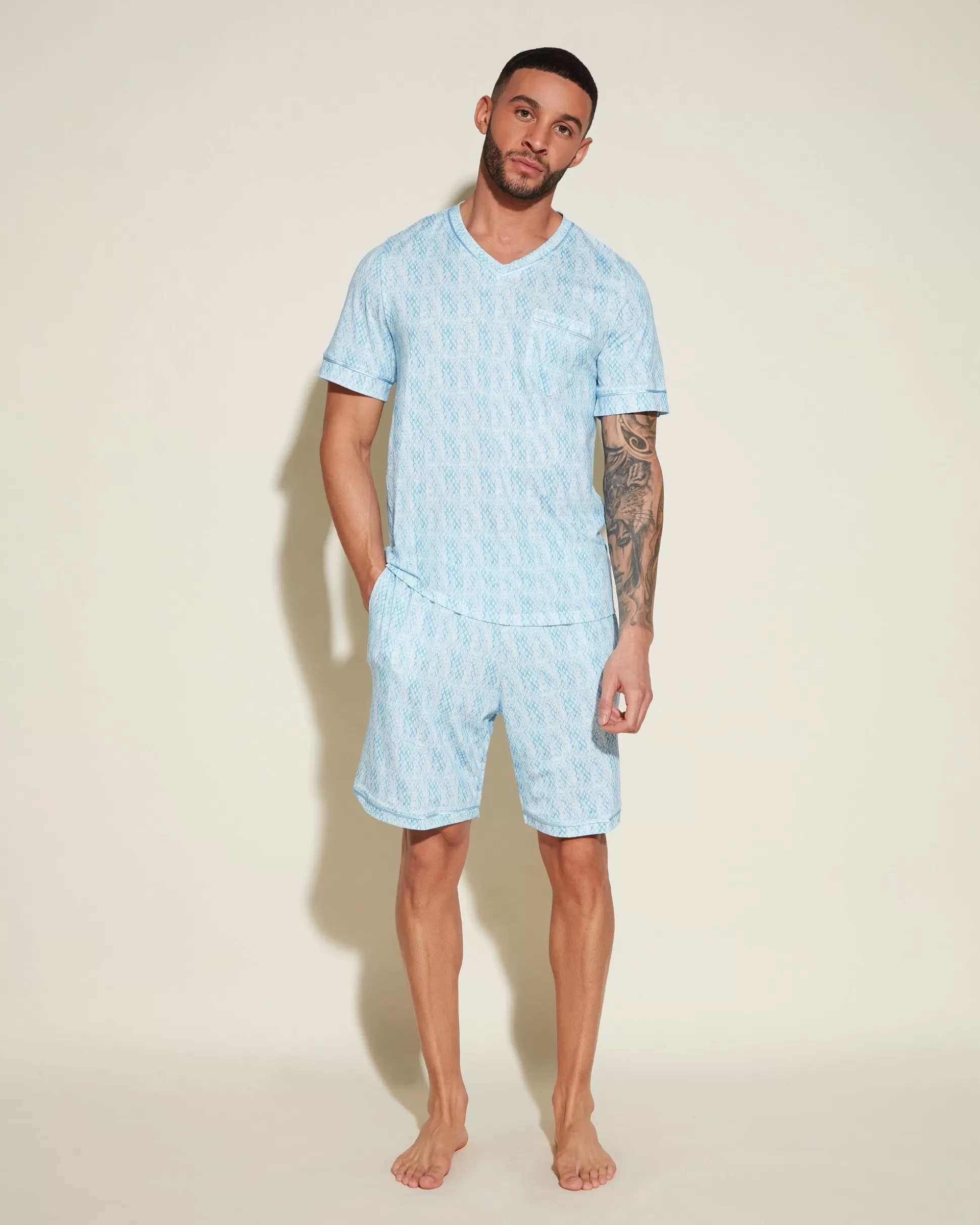 Cosabella Men'S Pj Sets | Men'S Short Sleeve Top & Shorts Pajama Set