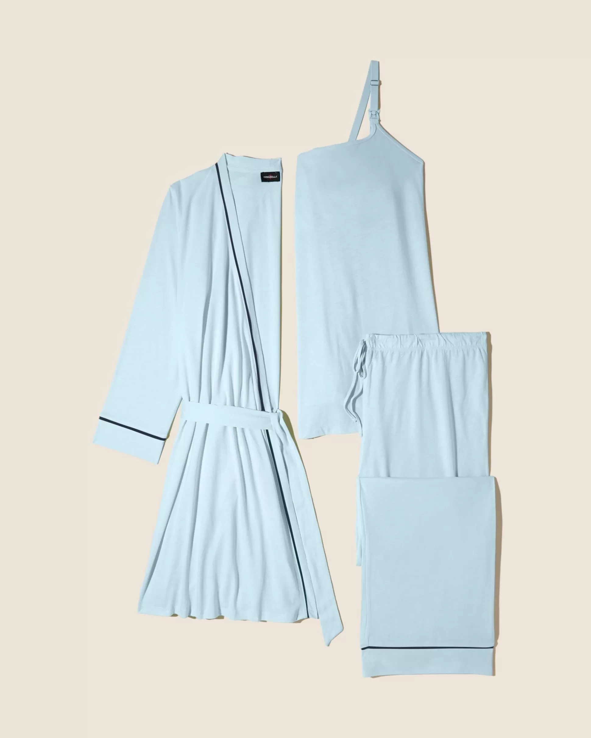 Cosabella Pj Sets | Nursing 3 Piece Pajama Set With Robe