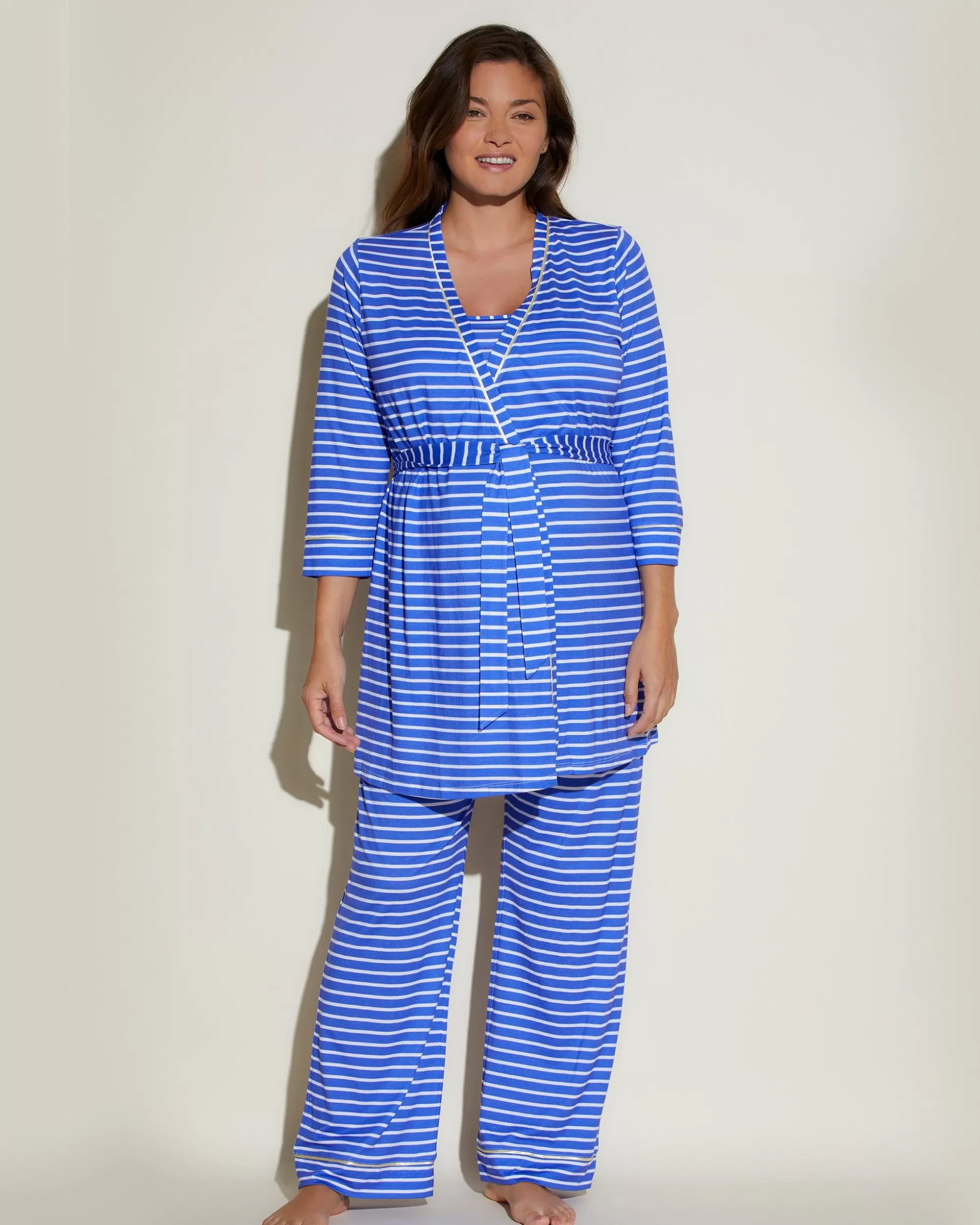 Cosabella Pj Sets | Nursing 3 Piece Set With Print Robe