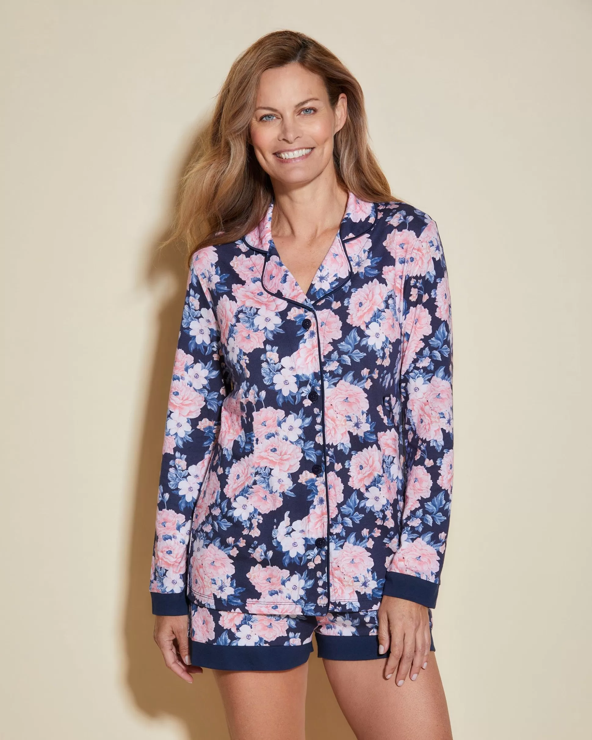 Cosabella Pj Sets | Printed Long Sleeve Top & Boxer Pajama Set