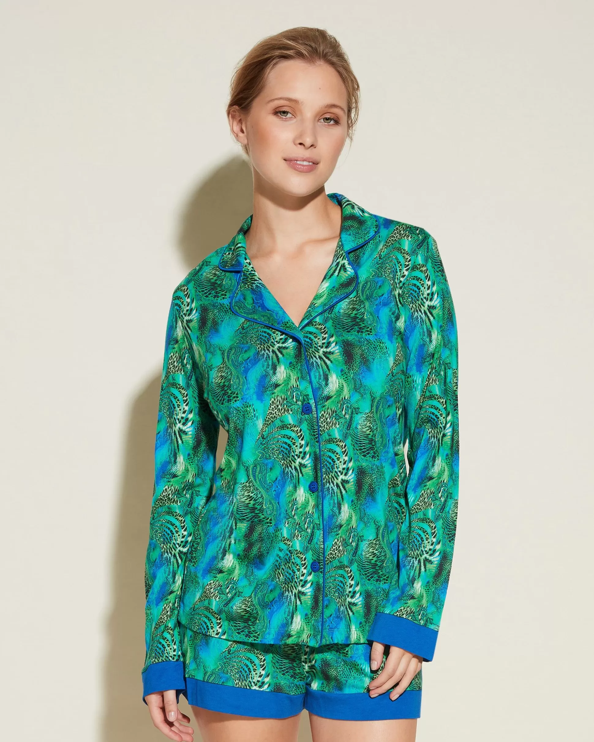 Cosabella Pj Sets | Printed Long Sleeve Top & Boxer Pajama Set